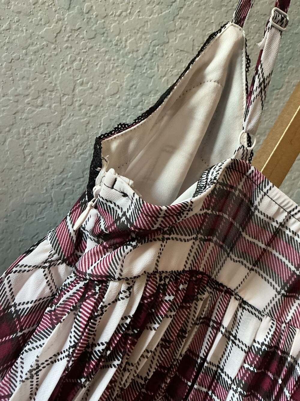 Wild Fable Plaid Babydoll Dress Size XS Burgundy - Picture 6 of 6